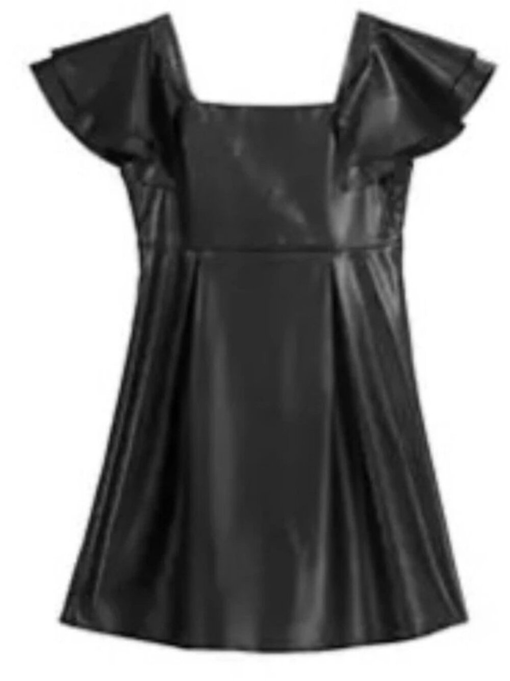 Zac Posen Girls Faux Leather Empire Waist Short Sleeve Dress Size 7
